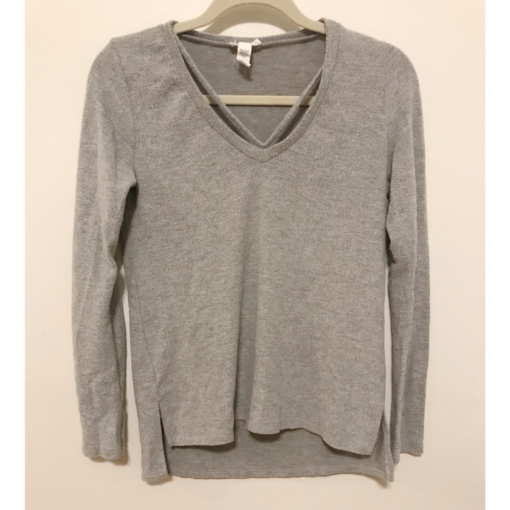Fuzzy Long Sleeve Gray Shirt